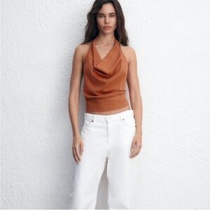 BUTTONS HAVE BEEN ALTERED Zara burnt orange backless knit halter top